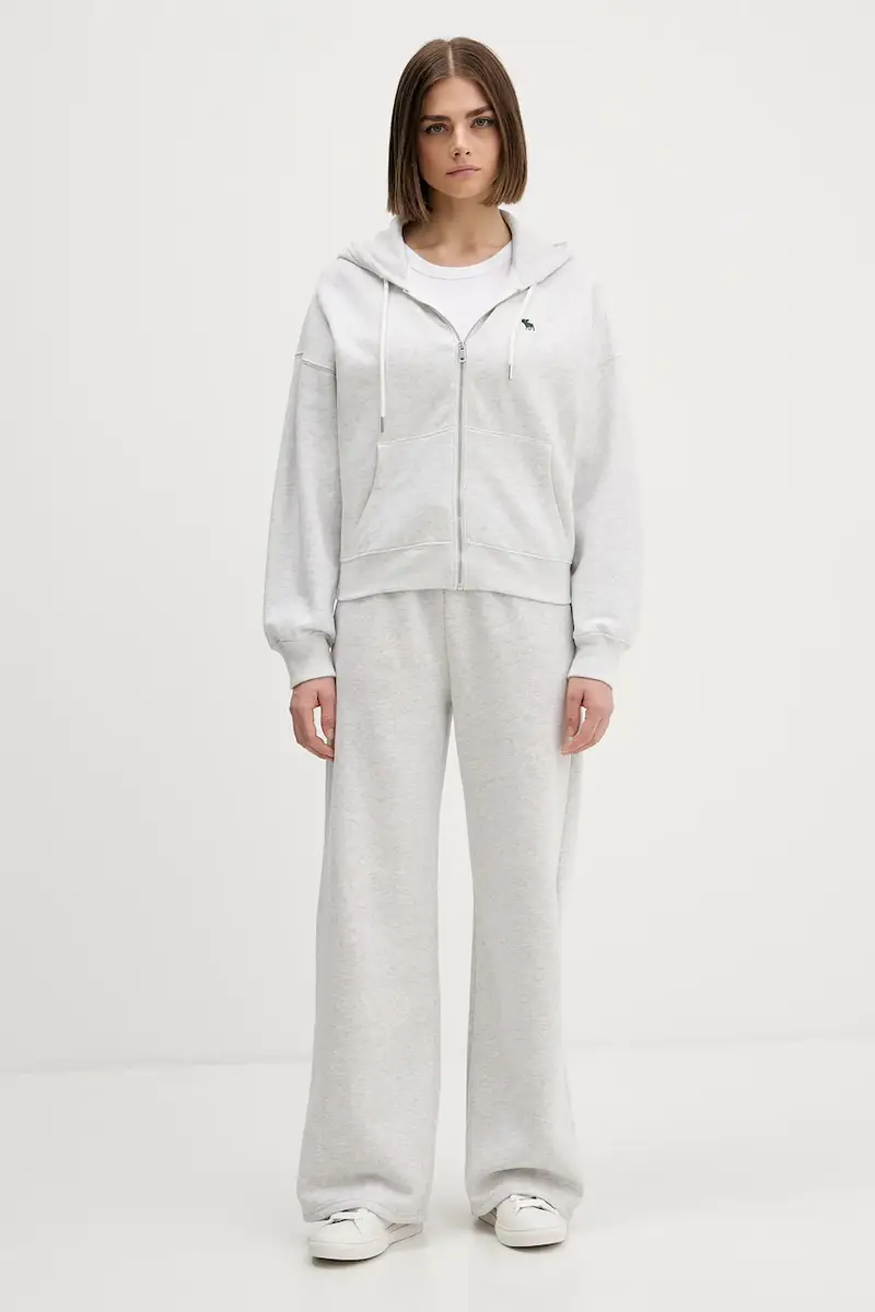 felpa donna colore grigio con cappuccio KI152-5417-912 miniatura 2