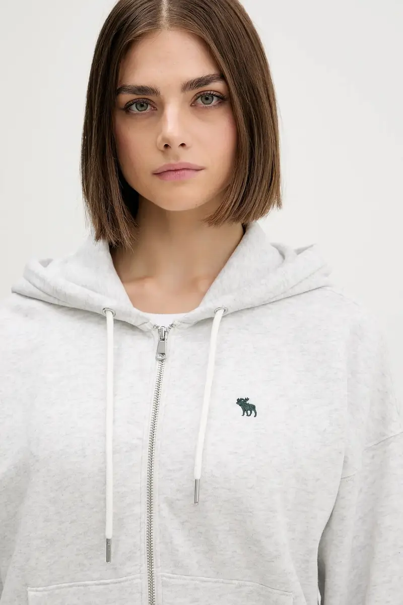 felpa donna colore grigio con cappuccio KI152-5417-912 miniatura 4