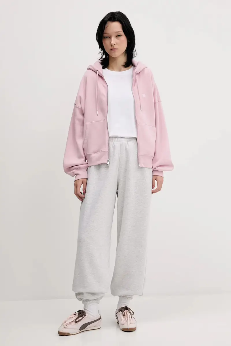 felpa donna colore rosa con cappuccio KI152-5417-601 miniatura 2