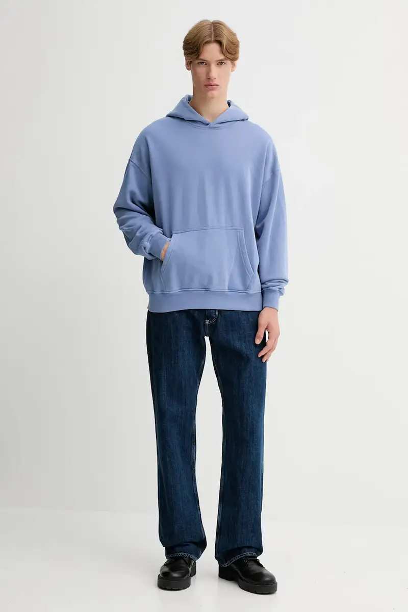 felpa uomo colore blu con cappuccio KI122-5455-216 miniatura 2