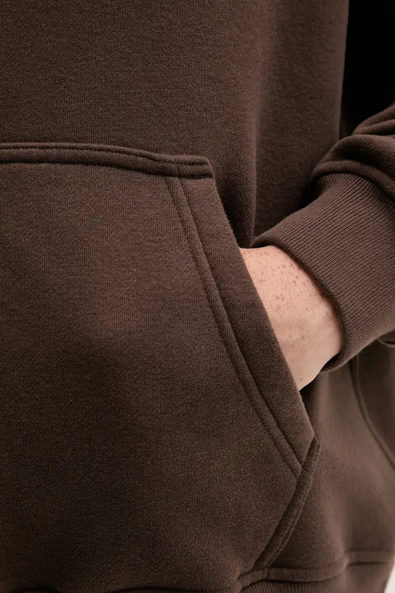 felpa uomo colore marrone con cappuccio KI122-5453-530 miniatura 5