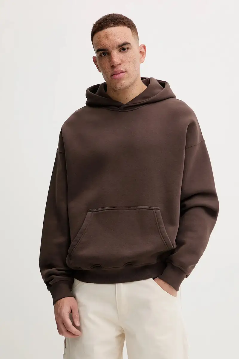 felpa uomo colore marrone con cappuccio KI122-5453-530