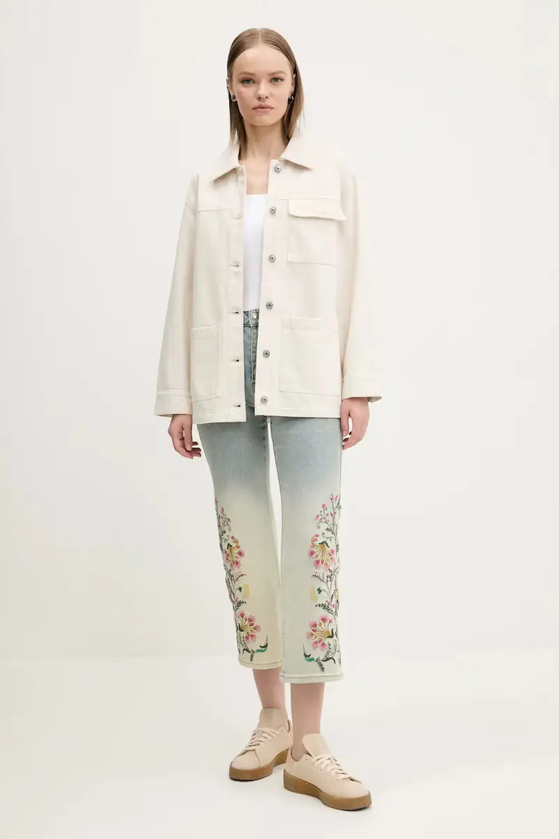 giacca in cotone colore beige KI144-5062 miniatura 2