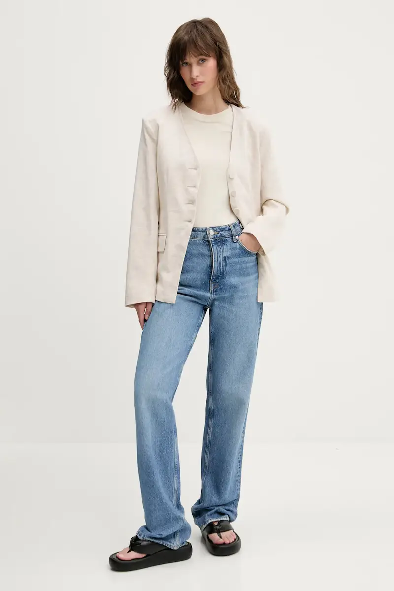 giacca in lino colore beige KI144-5076 miniatura 2