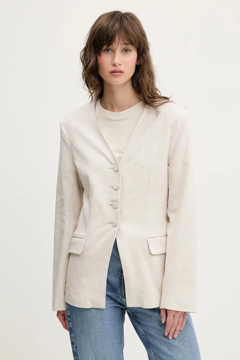 giacca in lino colore beige KI144-5076