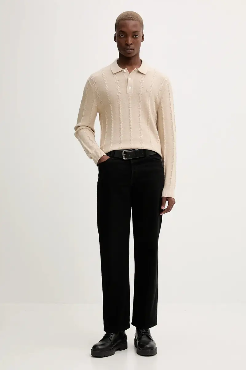 maglione con lana colore beige KI120-5142-150 miniatura 2