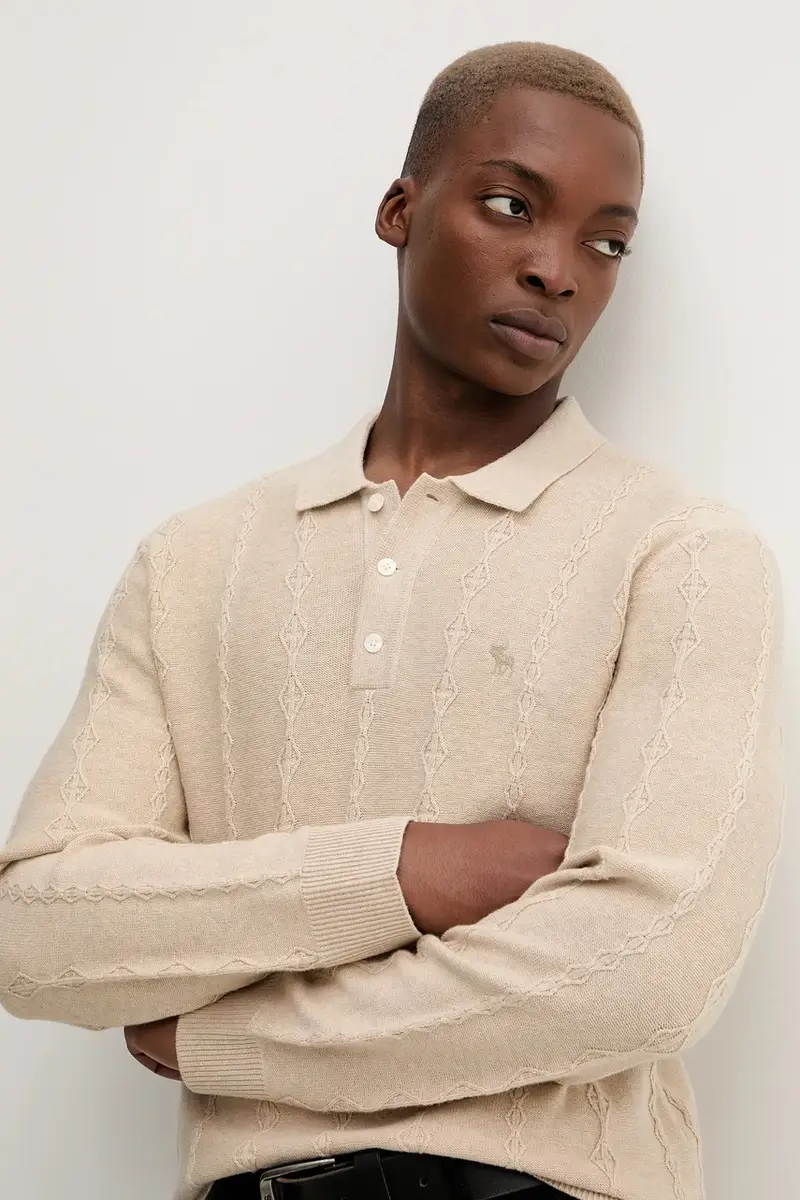 maglione con lana colore beige KI120-5142-150 miniatura 4