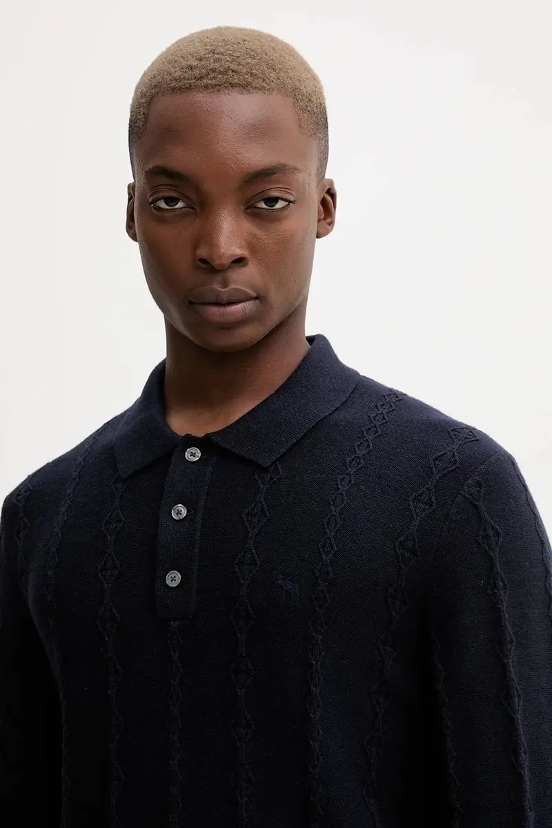 maglione con lana colore blu navy KI120-5142-200 miniatura 4