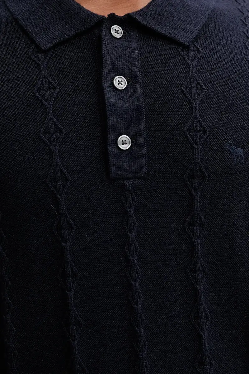 maglione con lana colore blu navy KI120-5142-200 miniatura 5