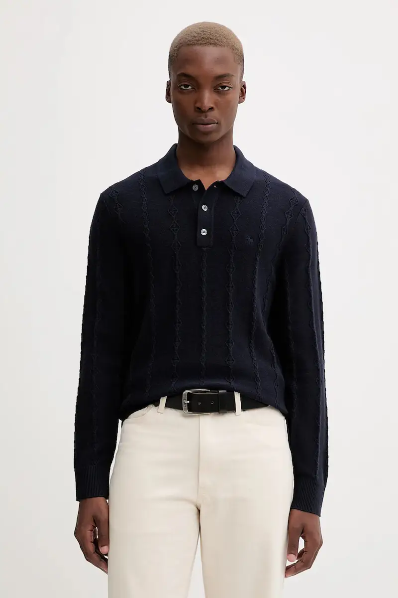 maglione con lana colore blu navy KI120-5142-200