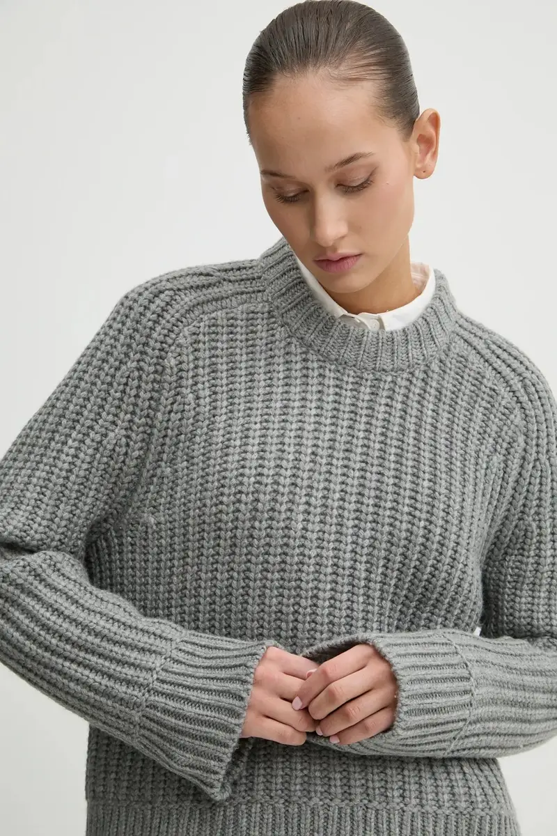 maglione in lana Grigio miniatura 4