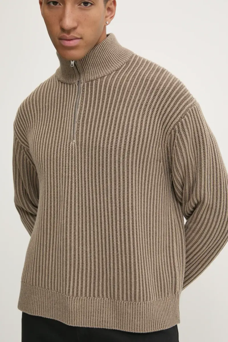maglione uomo colore beige KI120-4181 Marrone miniatura 4