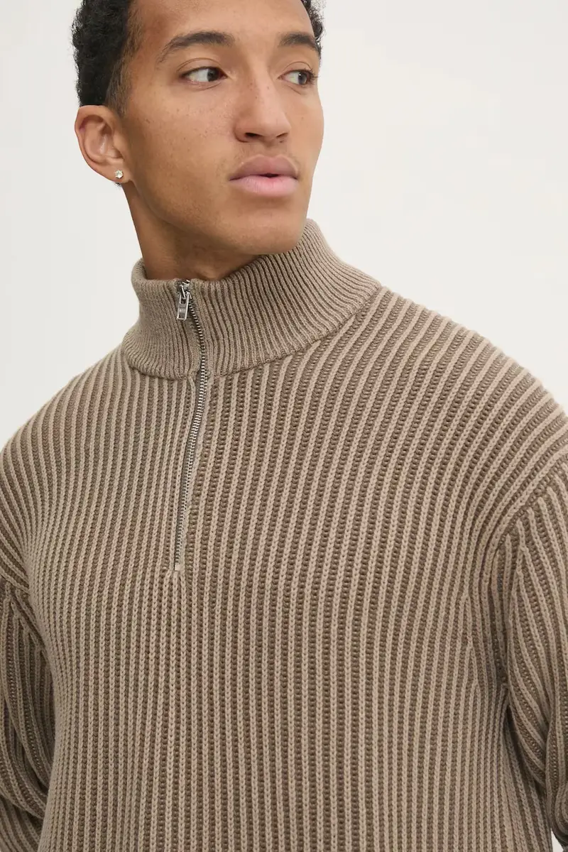 maglione uomo colore beige KI120-4181 Marrone miniatura 5