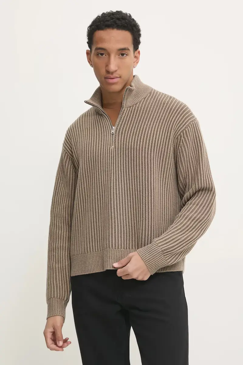 maglione uomo colore beige KI120-4181 Marrone