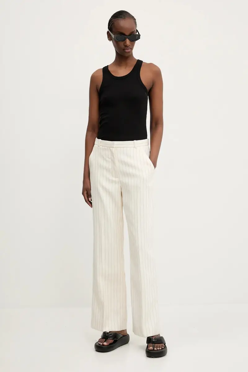 pantaloni donna colore beige KI156-5366 miniatura 2