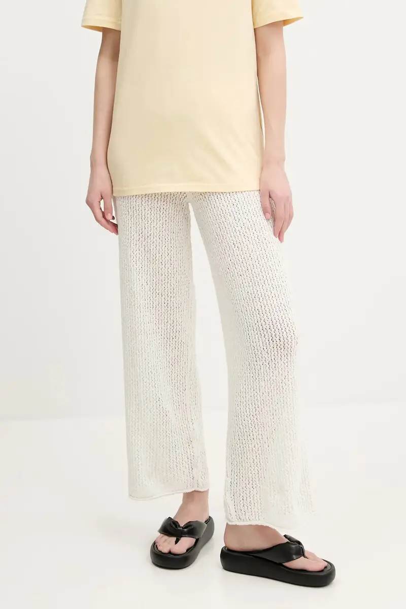 pantaloni in cotone donna colore beige KI111-5033 miniatura 3