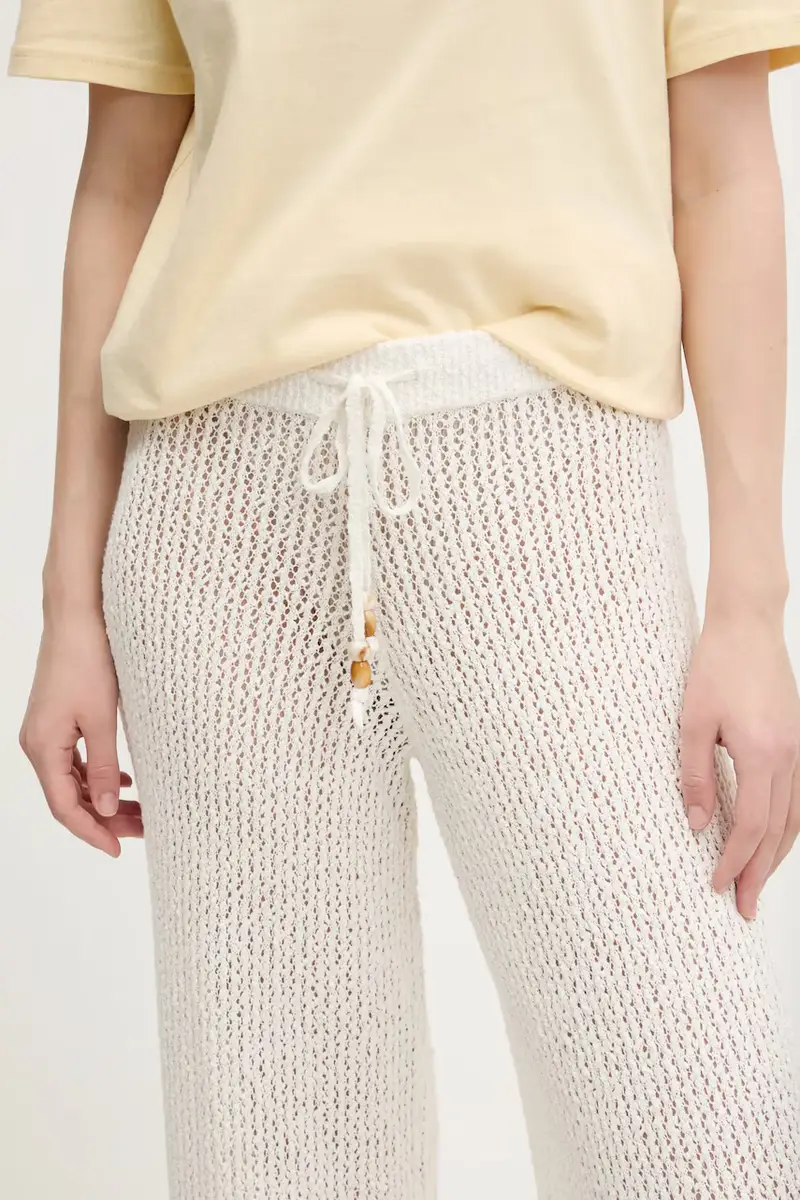 pantaloni in cotone donna colore beige KI111-5033 miniatura 4