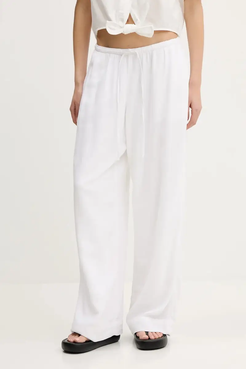 pantaloni in lino colore bianco KI156-5153