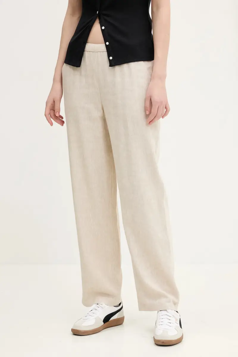 pantaloni in lino donna colore beige KI156-5129