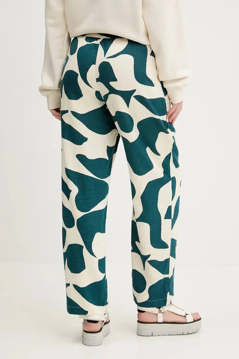 pantaloni in lino donna colore beige KI156-5135 miniatura 3