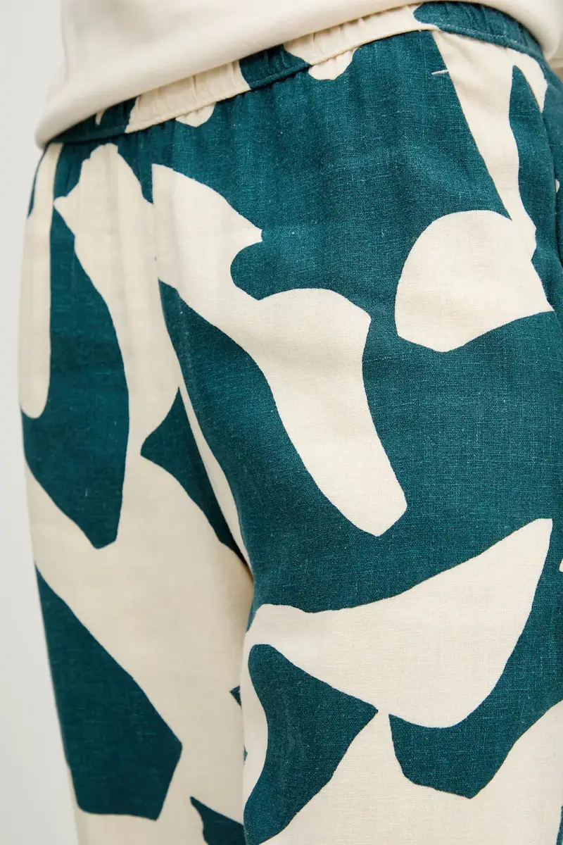 pantaloni in lino donna colore beige KI156-5135 miniatura 4