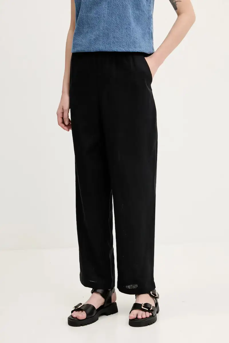 pantaloni in lino donna colore nero KI156-5137
