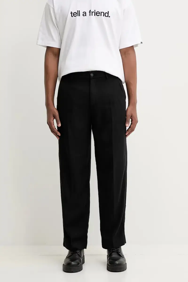 pantaloni in lino misto uomo colore nero KI130-5016