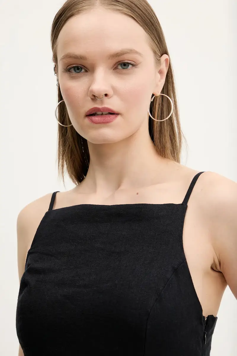 tuta di lino colore nero KI159-5546 miniatura 4