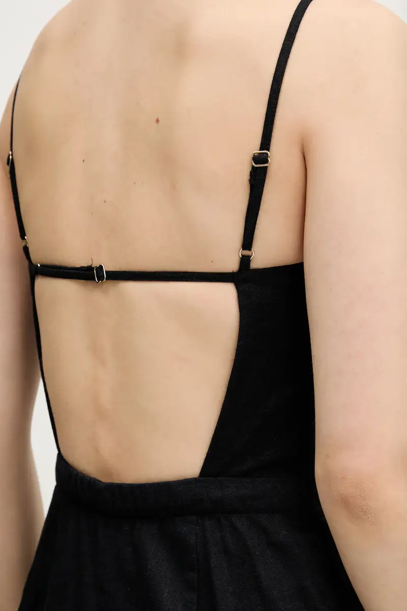 tuta di lino colore nero KI159-5546 miniatura 5