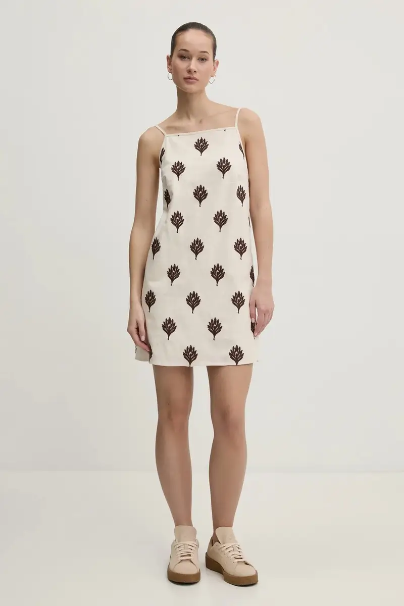 vestito di lino colore beige KI159-5661 miniatura 2