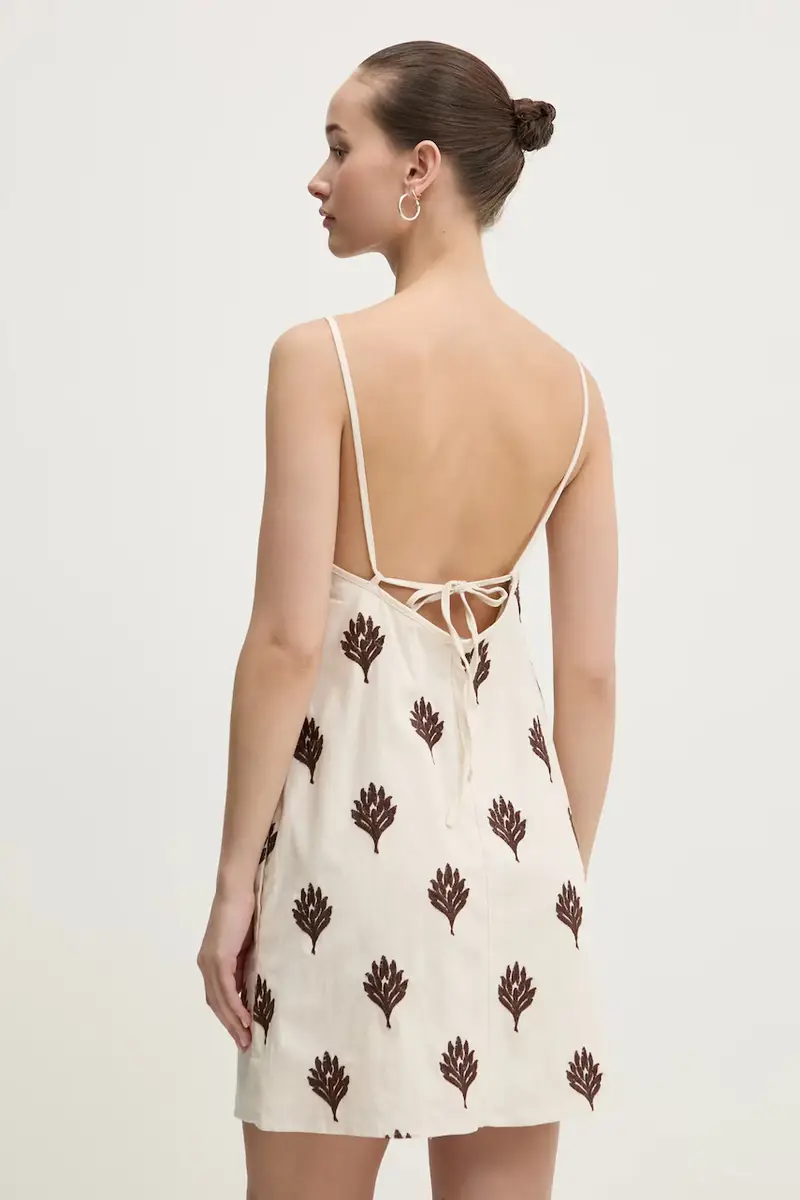 vestito di lino colore beige KI159-5661 miniatura 3