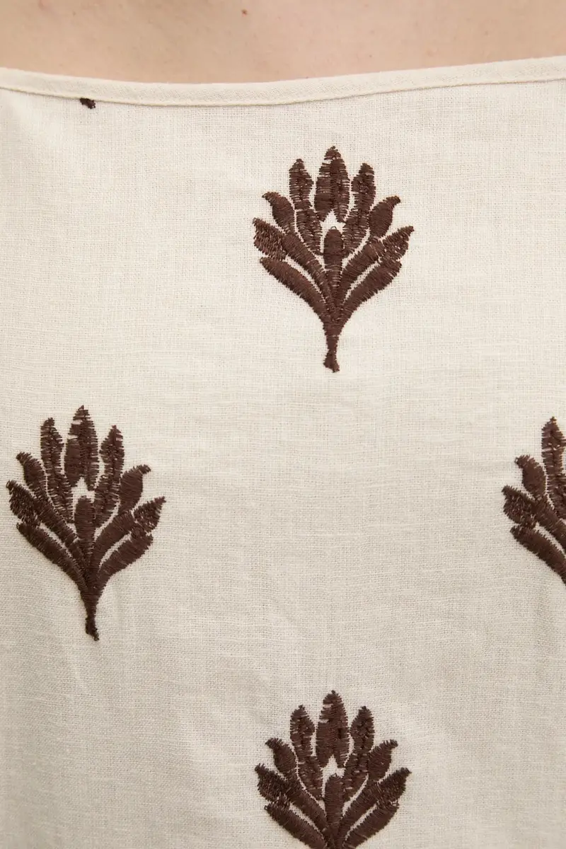 vestito di lino colore beige KI159-5661 miniatura 5