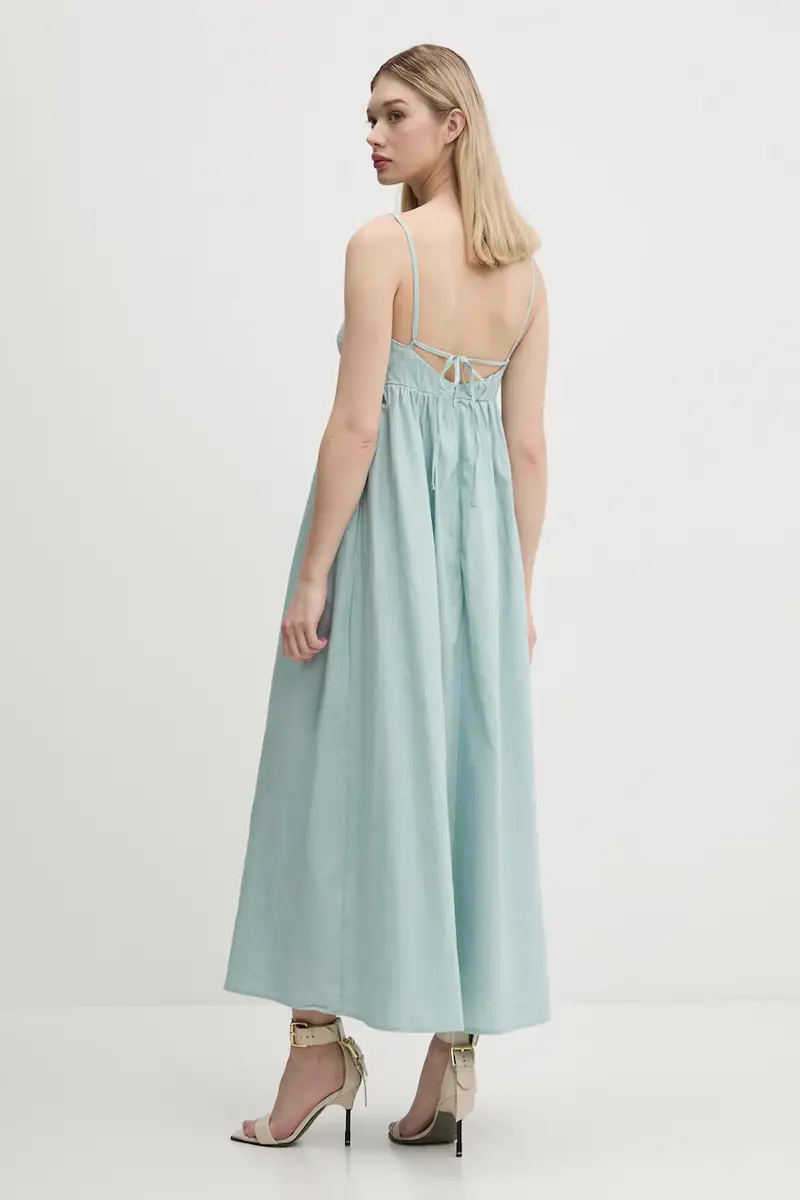 vestito di lino colore turchese KI159-5549 miniatura 3