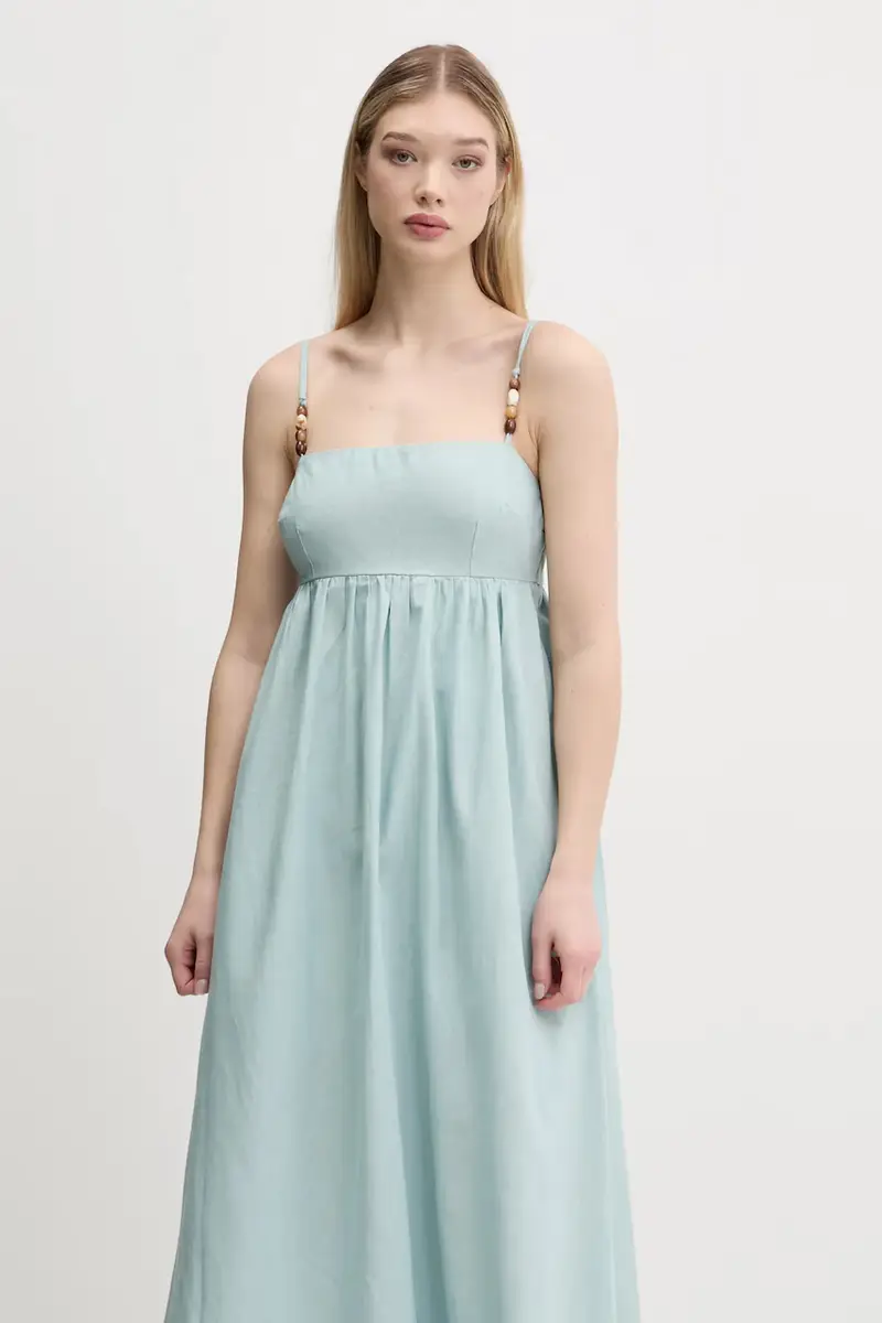 vestito di lino colore turchese KI159-5549 miniatura 4