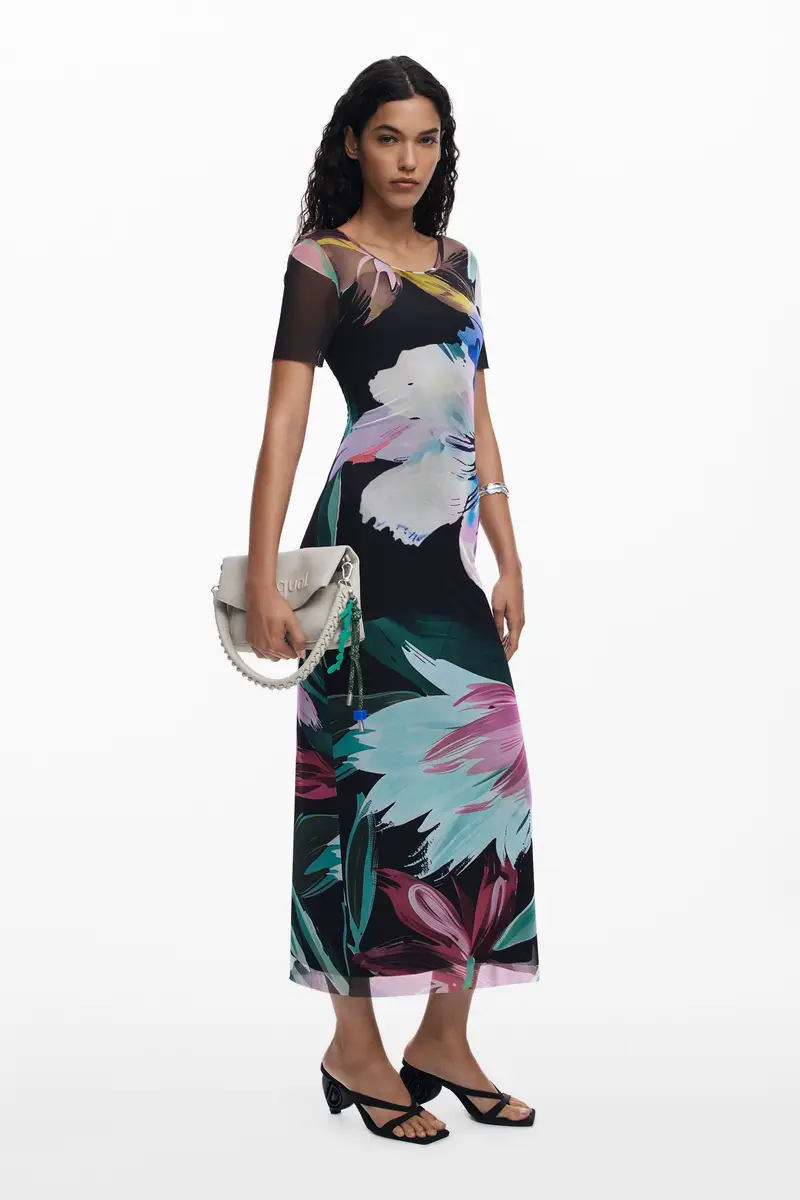 Abito aderente a fiori acquerello