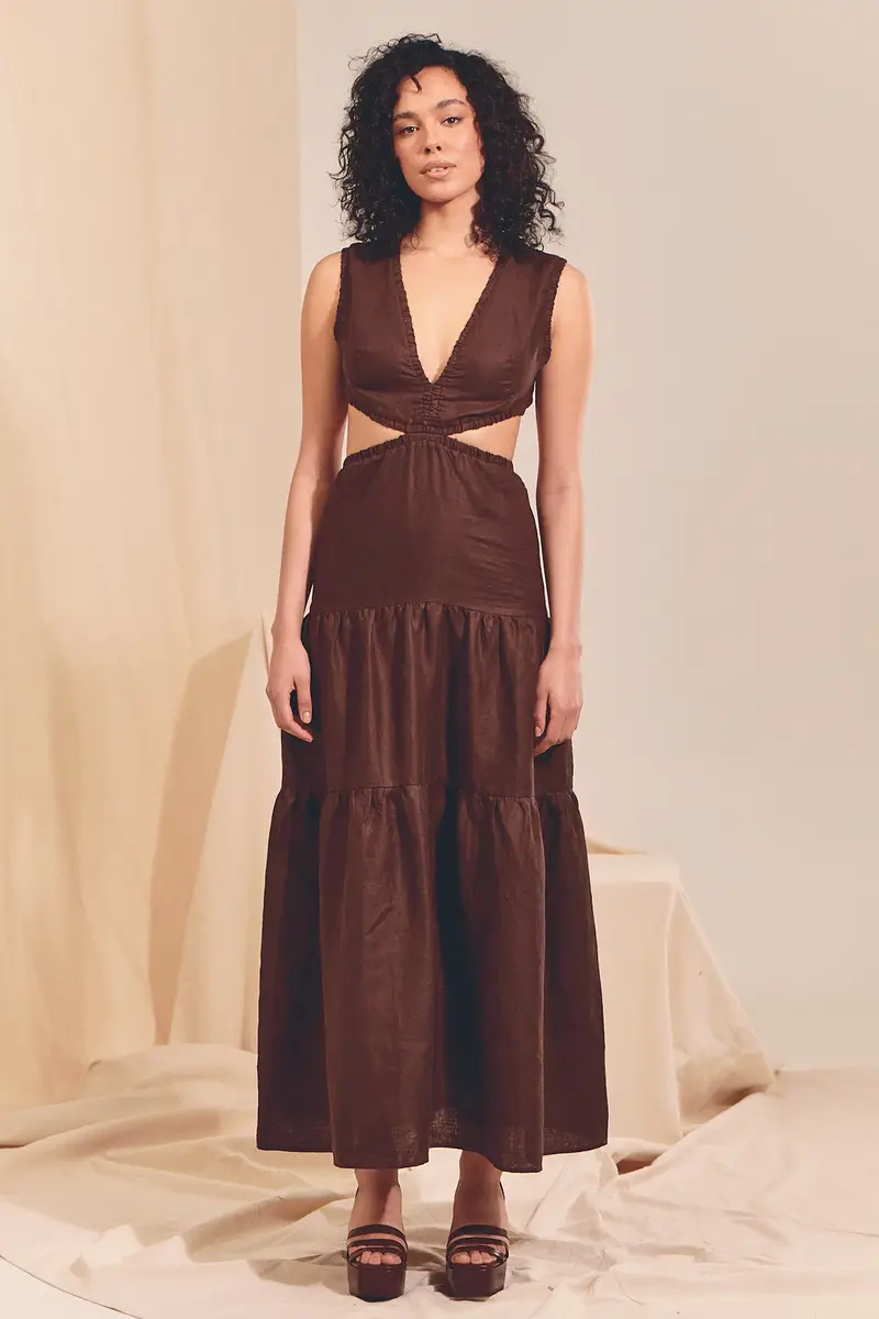 ABITO APRIL IN PURO LINO | Colore: Cioccolato | Taglia: S