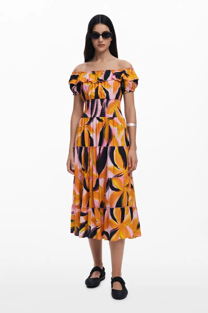 Abito bardot con volant