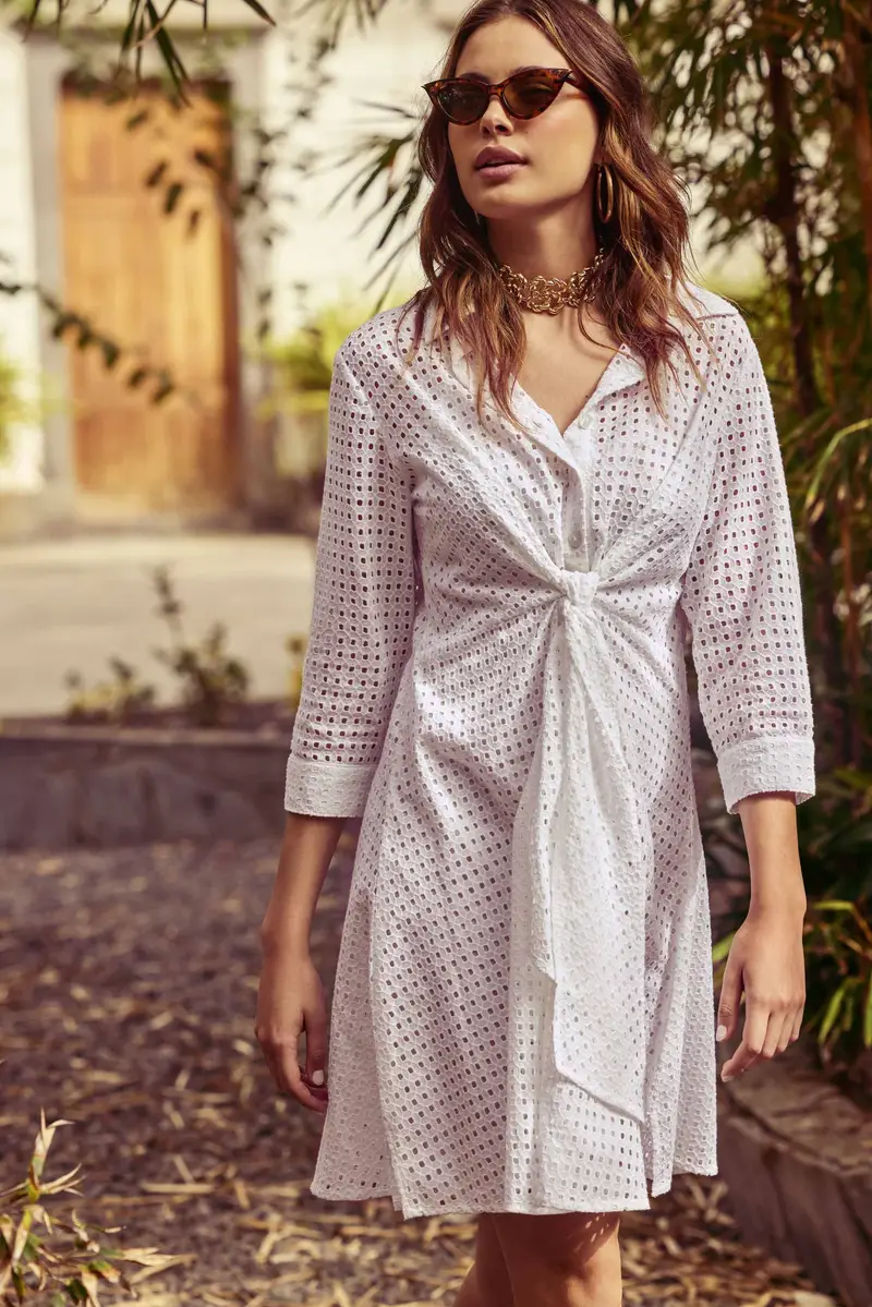 ABITO CAMICIA CON NODO IN VITA | Colore: Bianco | Taglia: XL