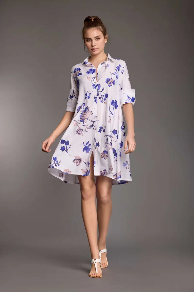 ABITO CAMICIA IN MISTO LINO NIVES | Colore: Royal Blu | Taglia: M