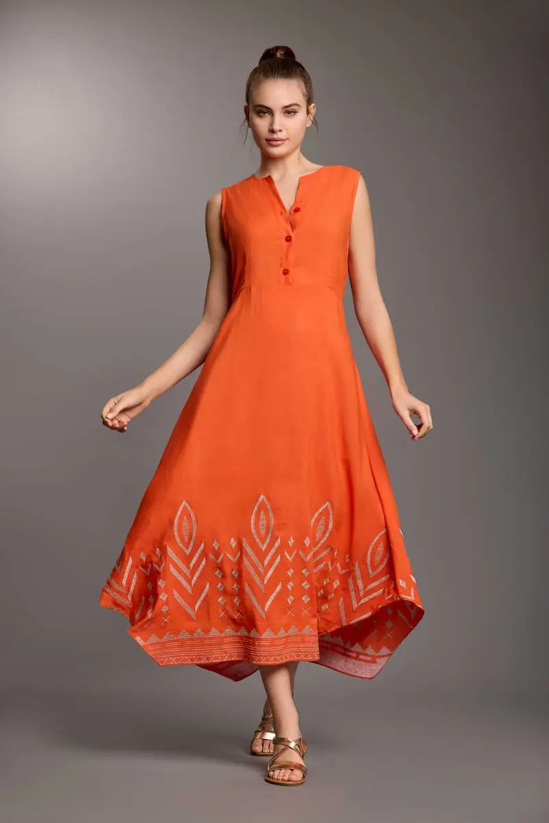 ABITO CAMICIA LUNGO SMANICATO CINDY | Colore: Arancio | Taglia: S