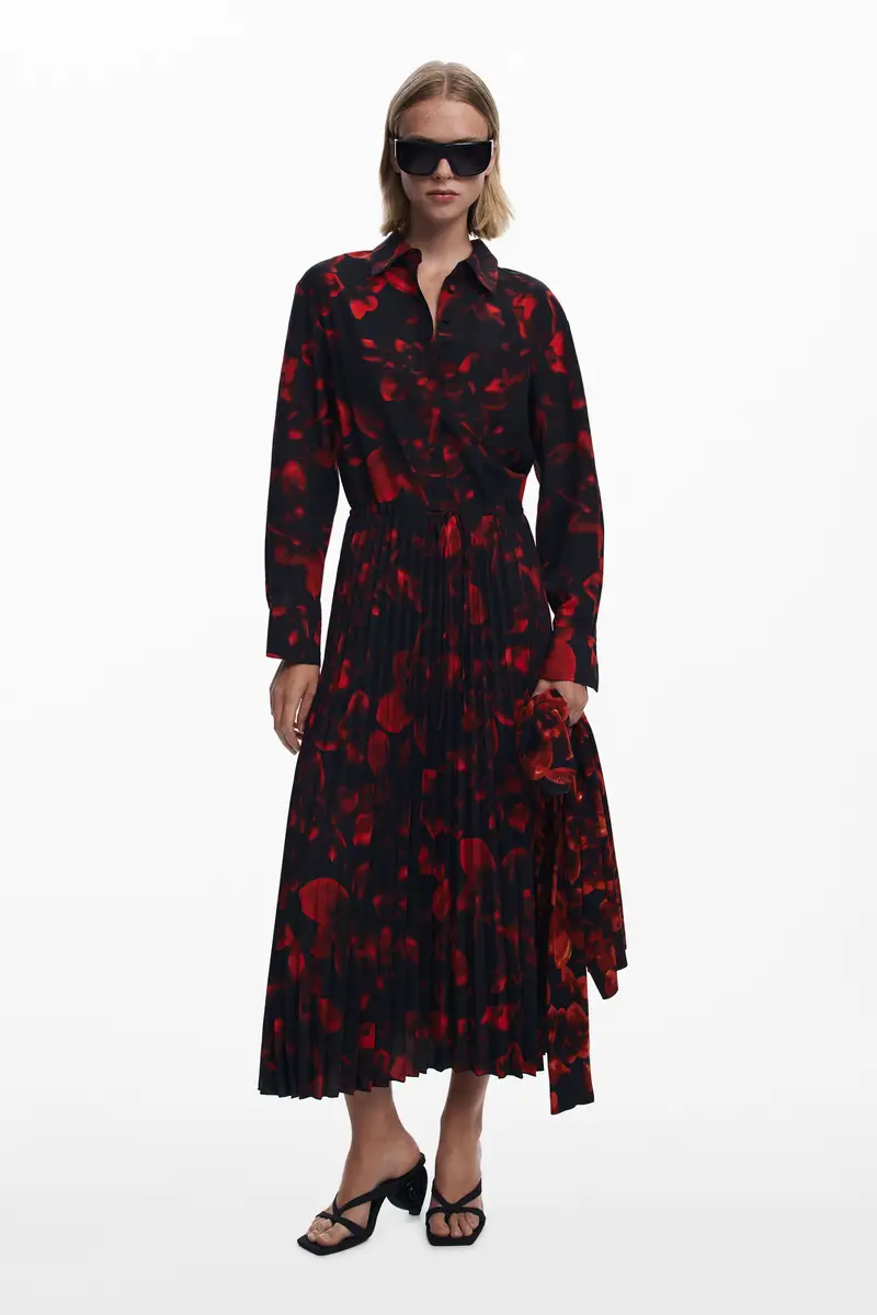 Abito camicia plissettato