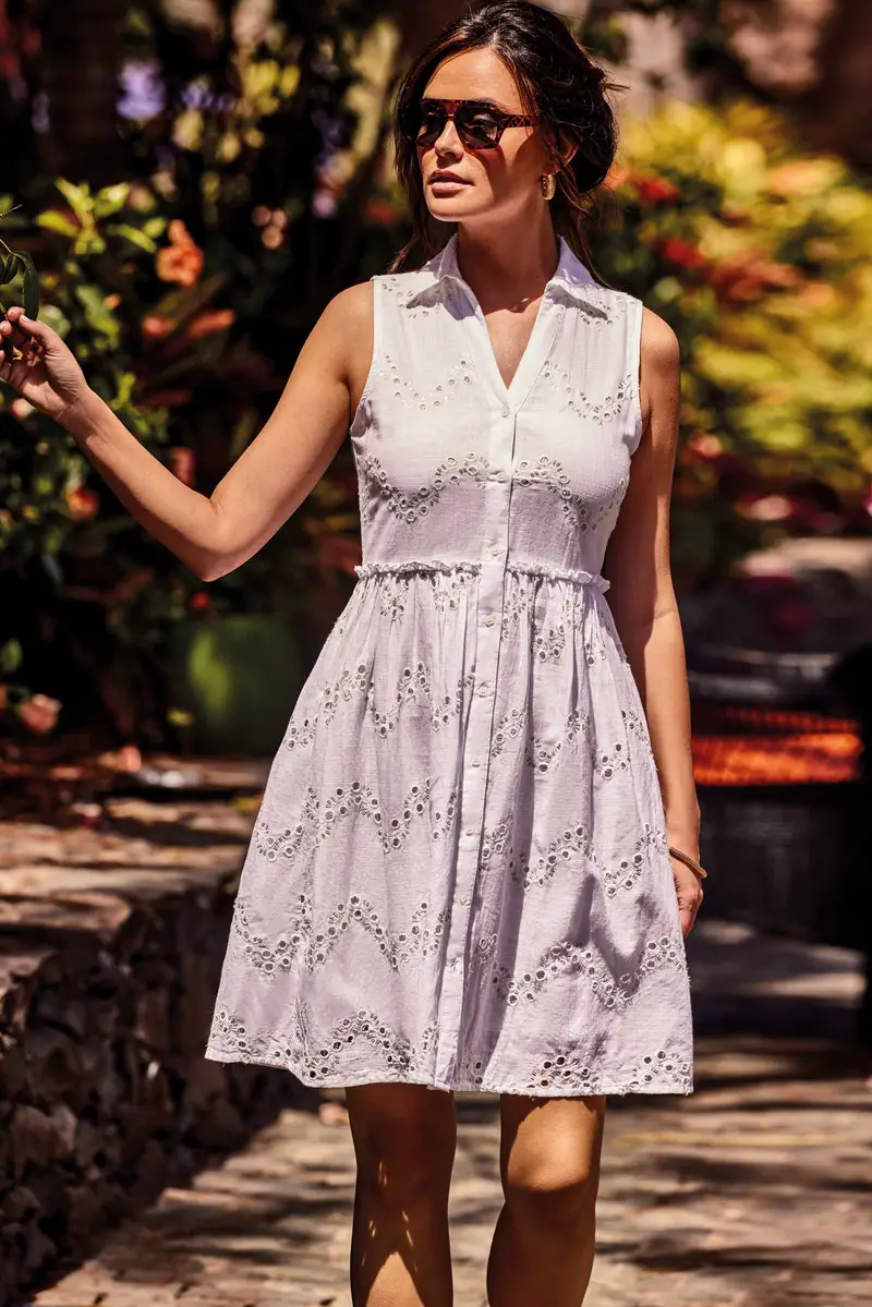 ABITO CAMICIA SMANICATO IN PIZZO YARA | Colore: Bianco | Taglia: XL