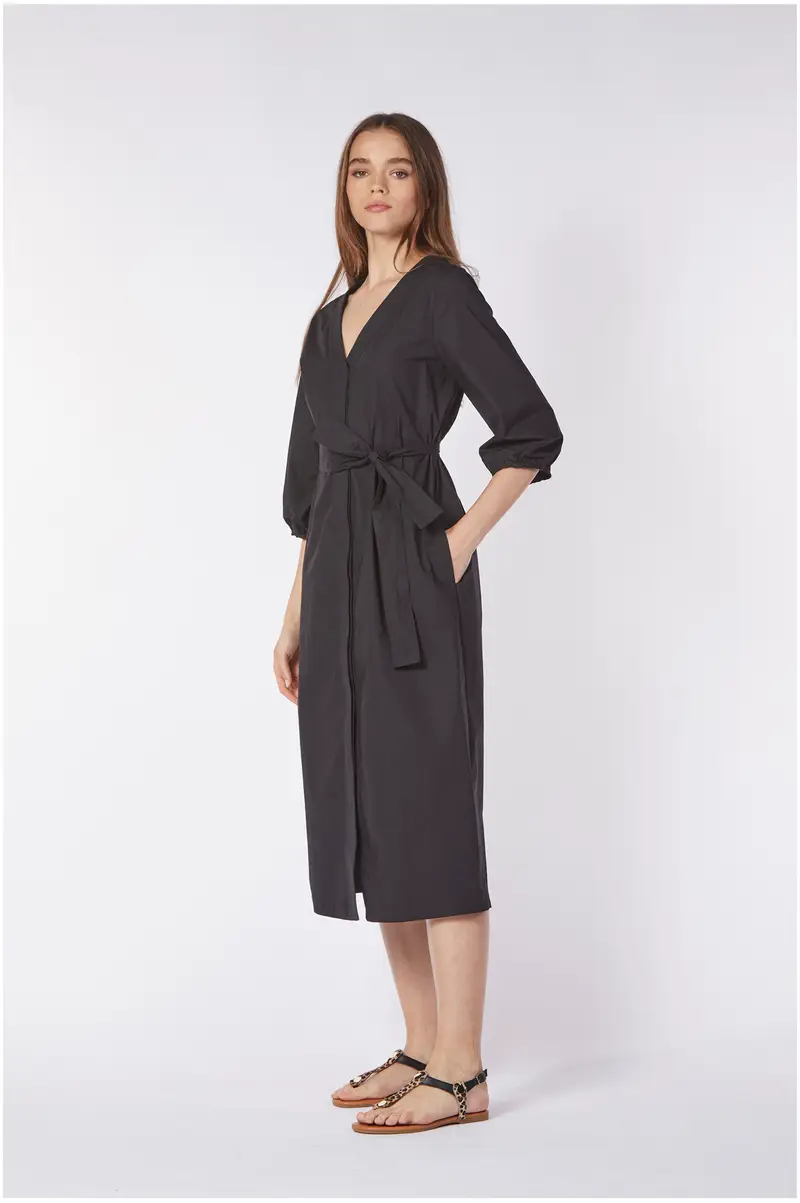 abito chemisier con fusciacca da annodare nero