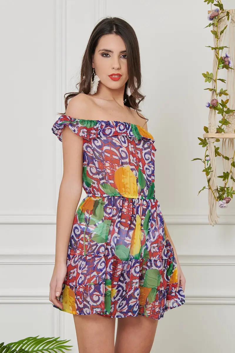 ABITO CHIFFON BARCA | Colore: Maiolica | Taglia: S/M