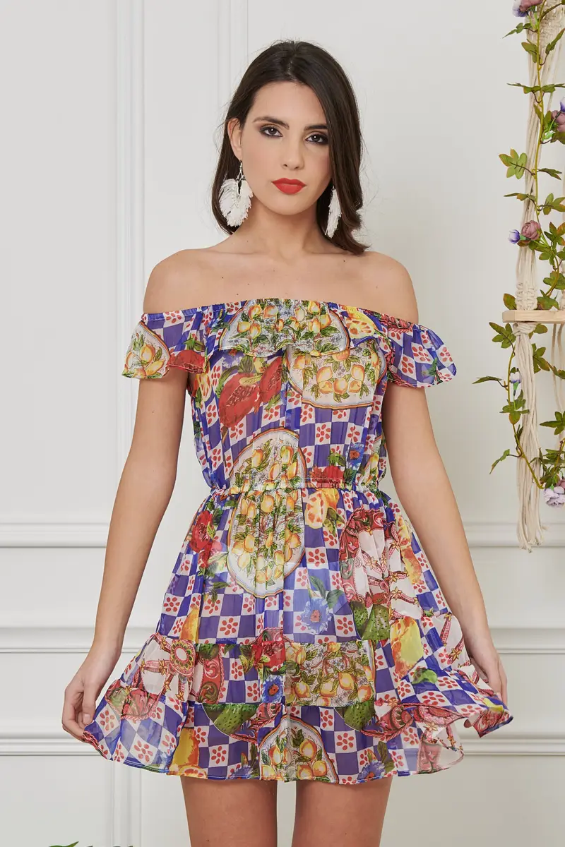 ABITO CHIFFON BARCA | Colore: Sicilia | Taglia: S/M