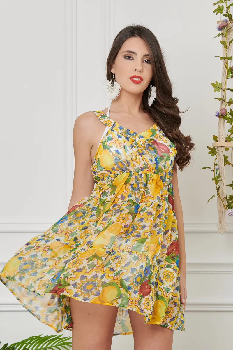 ABITO CHIFFON COLLANA | Colore: Sorrento | Taglia: S/M