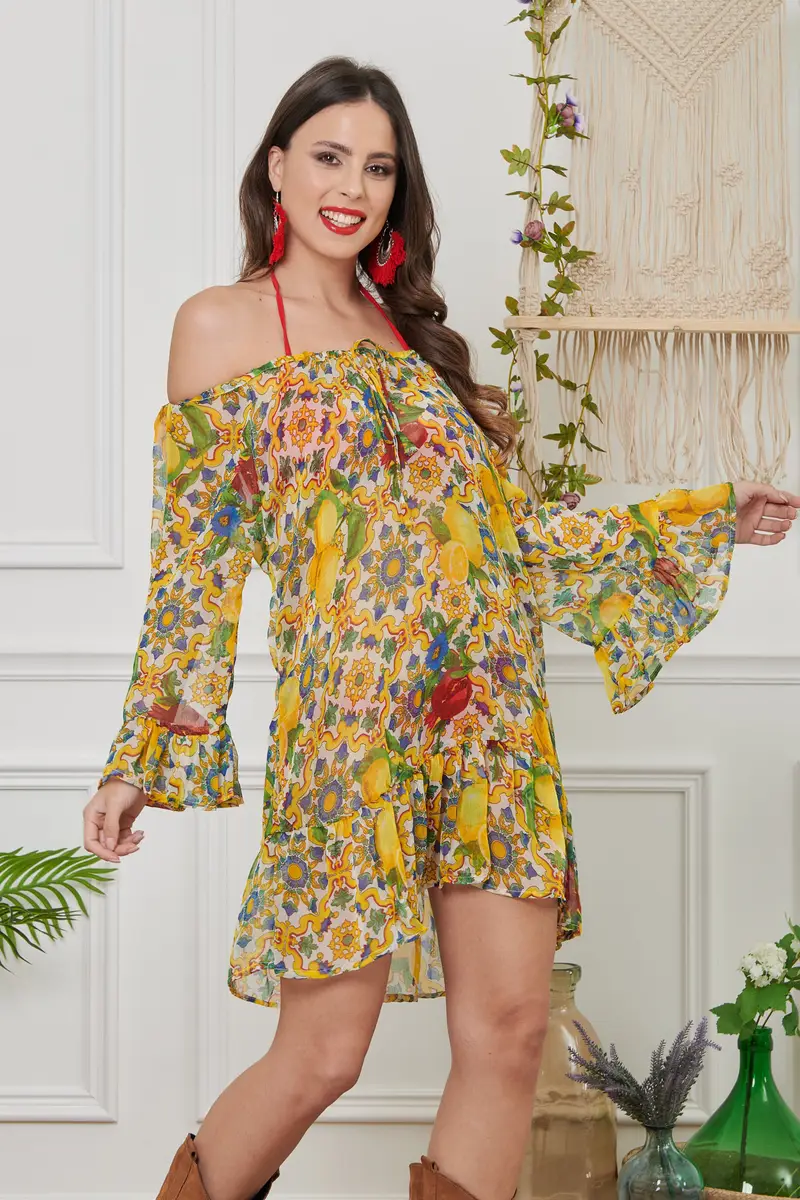 ABITO CHIFFON LACCIO | Colore: Sorrento | Taglia: S/M