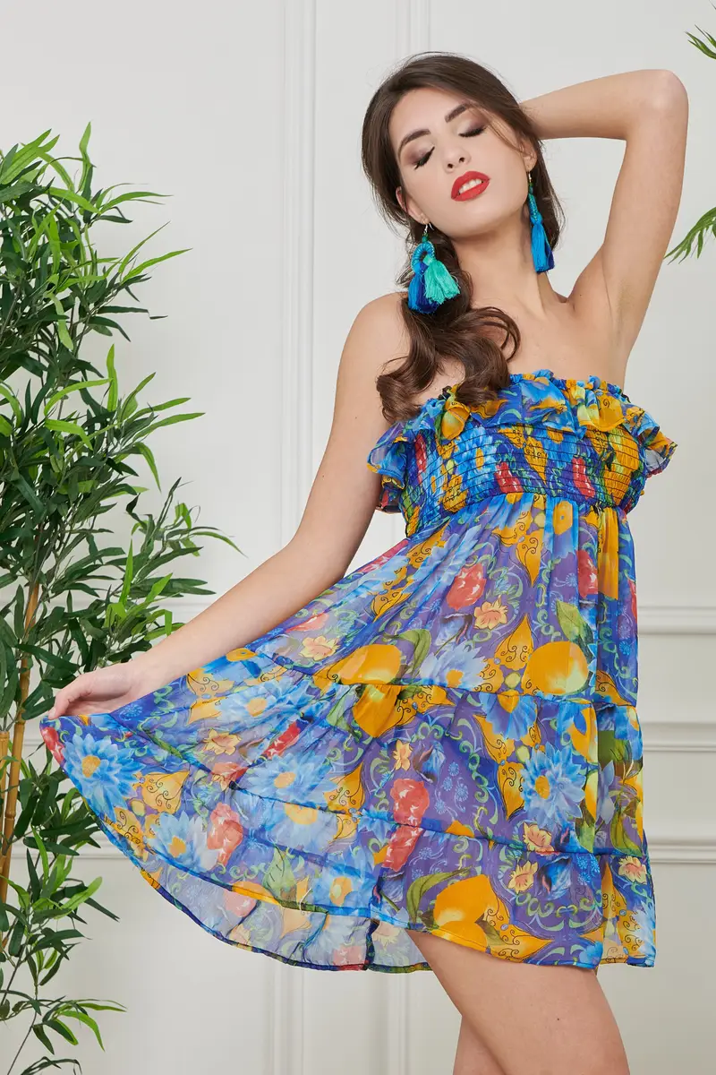 ABITO CHIFFON ROUCHES | Colore: Ninfea | Taglia: S/M