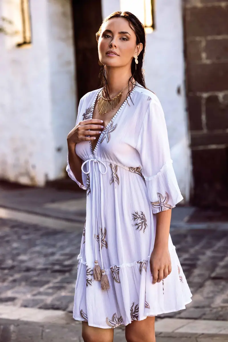 ABITO CON COULISSE IN VITA ANEMONE | Colore: Bianco | Taglia: S