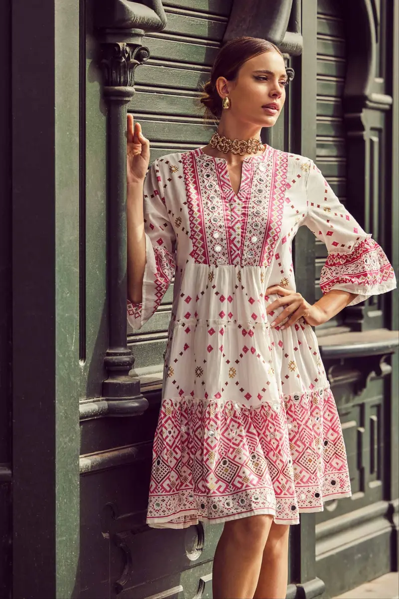 ABITO CON GONNA A BALZE DENISE | Colore: Multi | Taglia: S